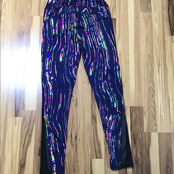 Navy blue print active leggings S/M - Picture 2 of 6